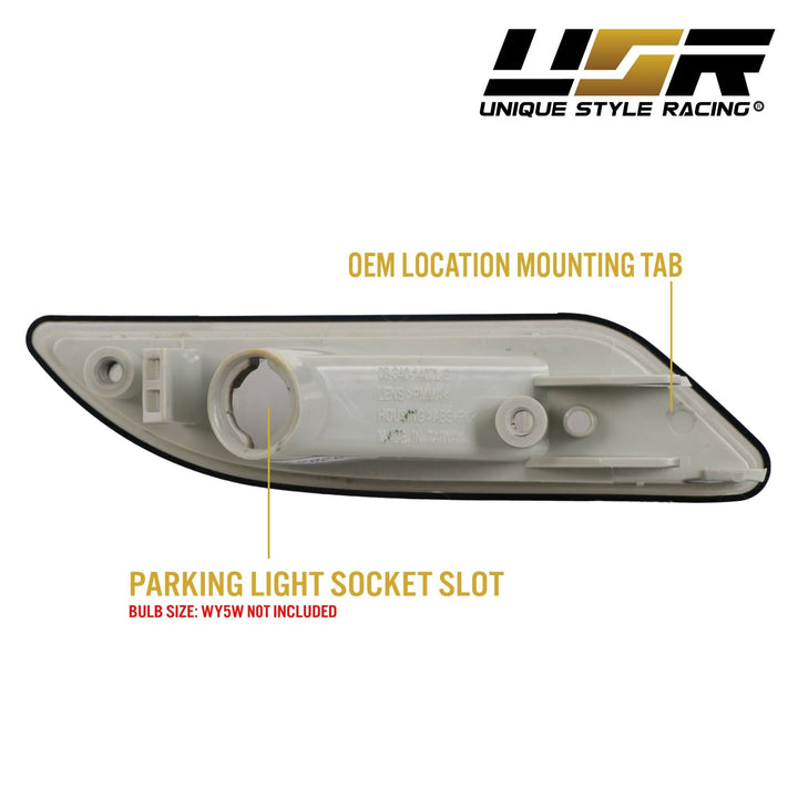 2005-2011 Mercedes SLK Class R171 Crystal Clear or Crystal Smoke Front Bumper Side Marker Light

#lens-color_crystal-smoke-lens