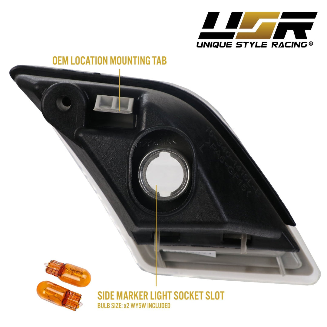 2009-2012 Mercedes R230 AMG SL63 / SL65 Crystal Clear or Smoke Front Bumper Side Marker Light

#lens-color_crystal-clear-lens
