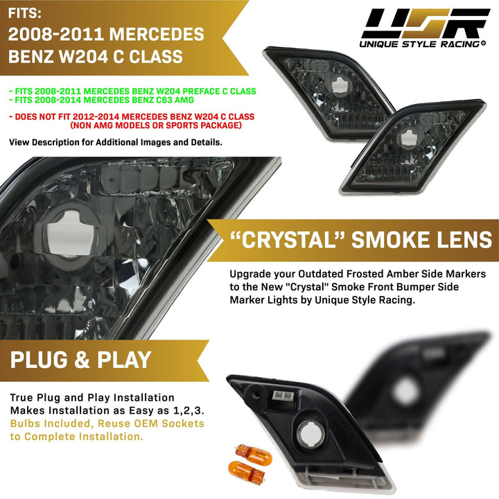 2009-2012 Mercedes R230 AMG SL63 / SL65 Crystal Clear or Smoke Front Bumper Side Marker Light

#lens-color_crystal-smoke-lens
