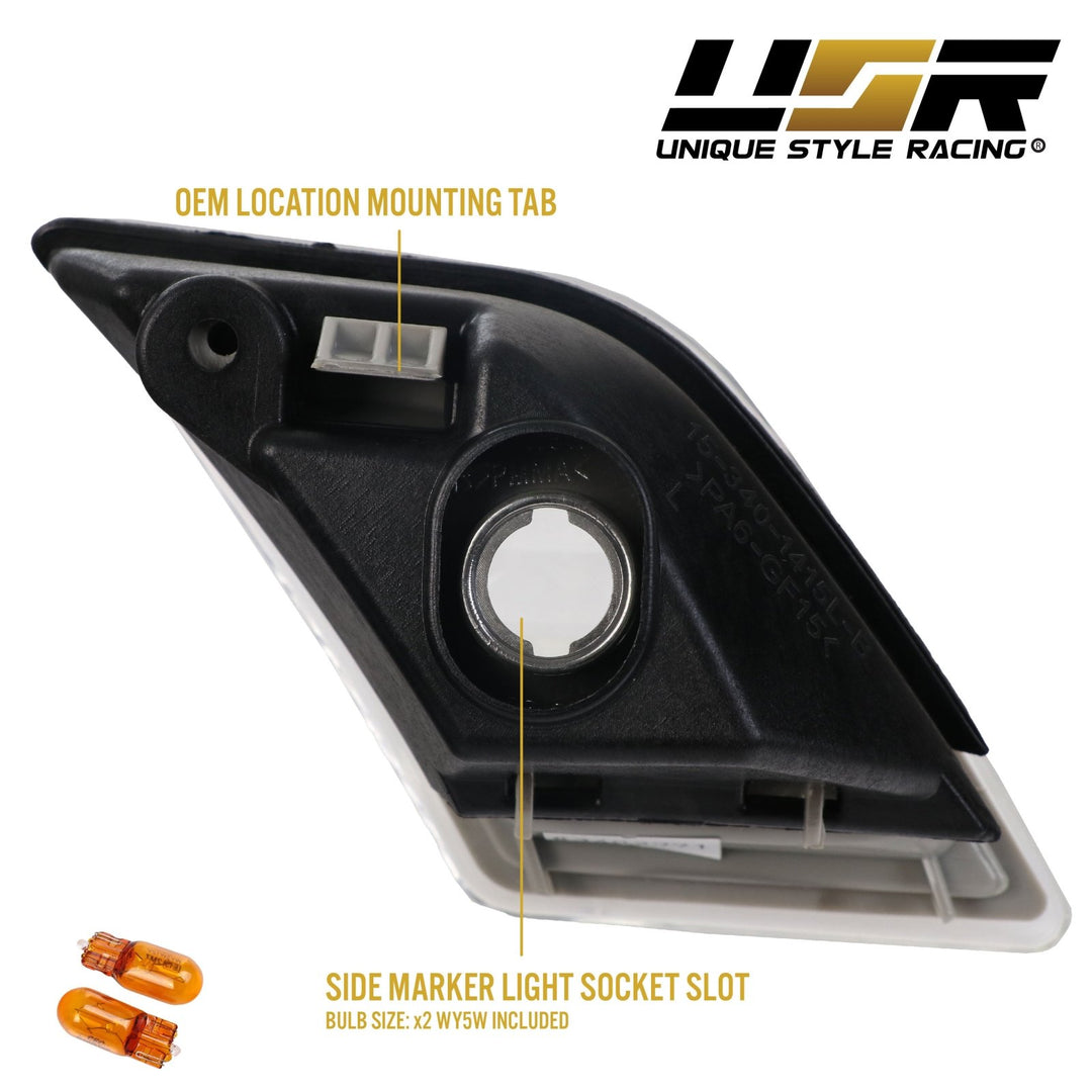 2009-2012 Mercedes R230 AMG SL63 / SL65 Crystal Clear or Smoke Front Bumper Side Marker Light

#lens-color_crystal-smoke-lens