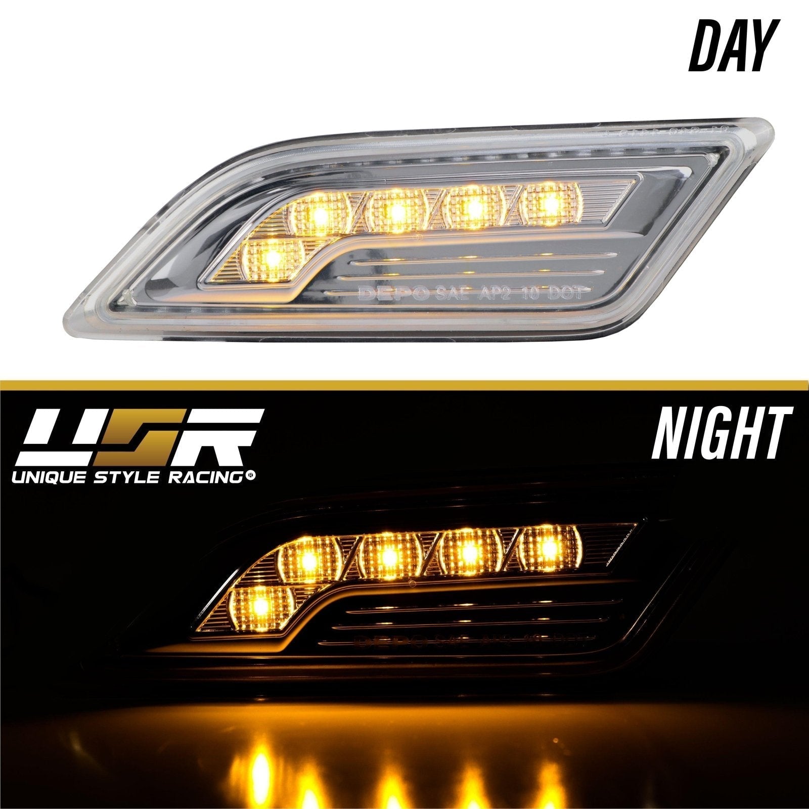 White LED Side Marker Lights For Mercedes W204 C-Class 2012-2014 – Clear Lens – HDC Autosports