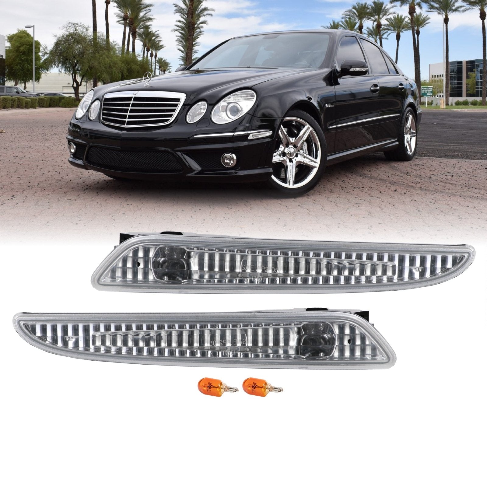 2007-2009 Mercedes E Class W211 Clear or Smoke Lens Front Bumper