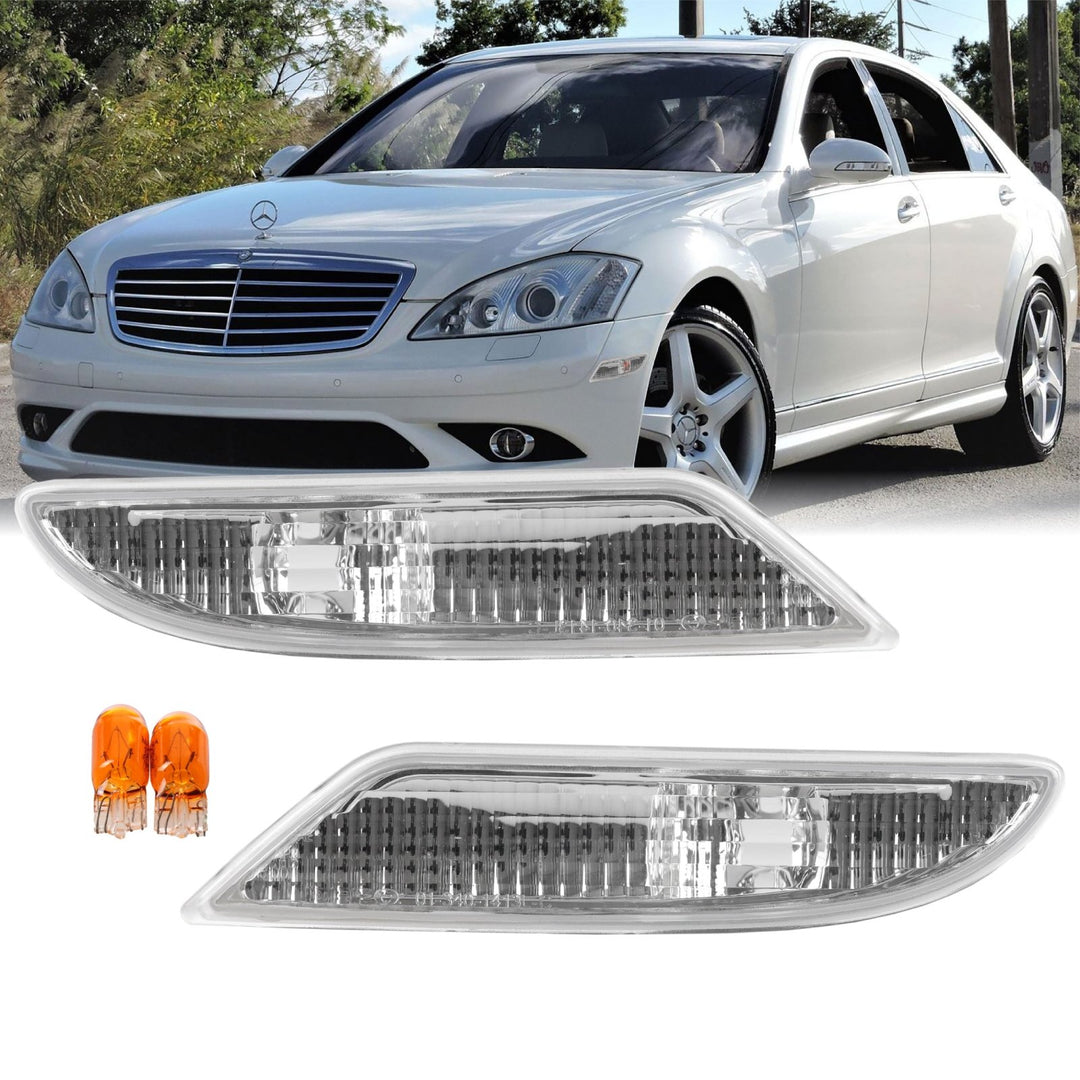 2007-2009 Mercedes S Class W221 Non AMG Crystal Clear or Smoke Bumper Side Marker Light

#lens-color_clear-lens