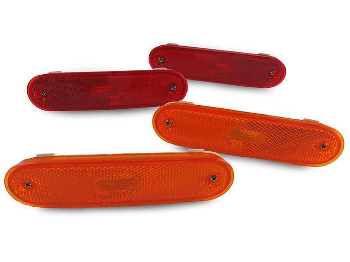 1990 - 2005 Mazda Miata MX5 OE Replacement Front Amber + Rear Red Bumper Side Marker Lights