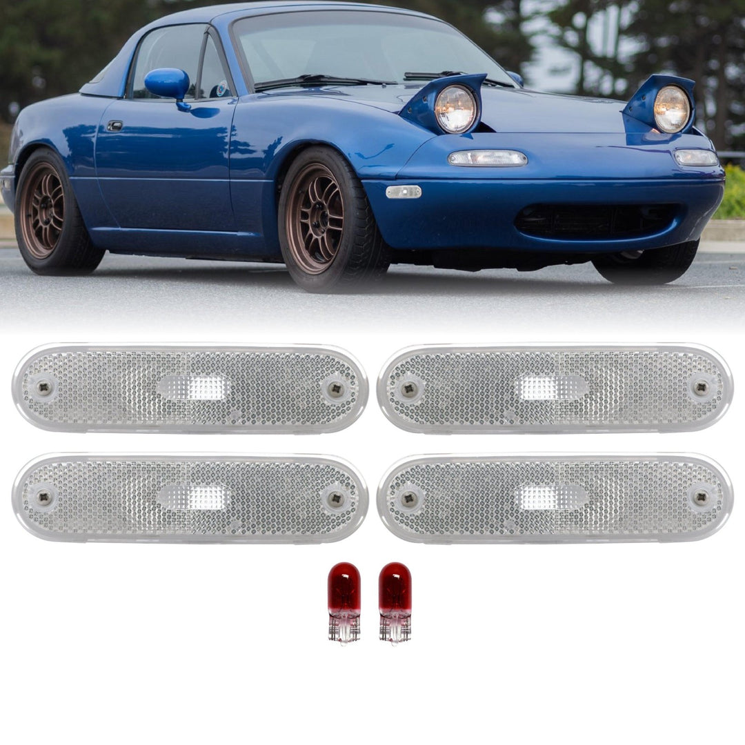 1990 - 1997 Mazda Miata MX5 Clear or Smoke Lens Front + Rear 4PC Bumper Side Marker Lights