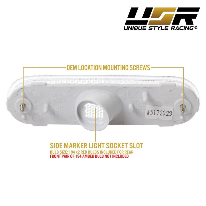 1990 - 1997 Mazda Miata MX5 Clear or Smoke Lens Front + Rear 4PC Bumper Side Marker Lights