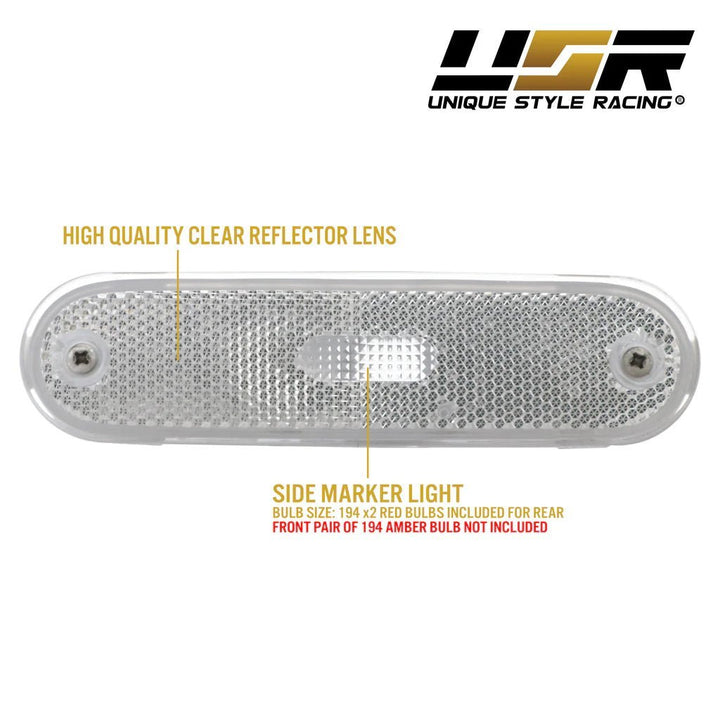 1990 - 1997 Mazda Miata MX5 Clear or Smoke Lens Front + Rear 4PC Bumper Side Marker Lights