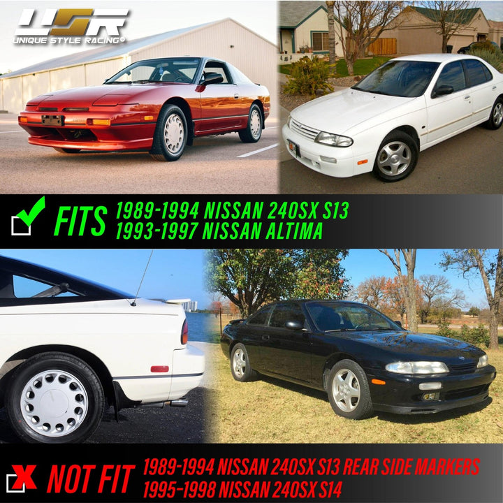 1993 - 1997 Nissan Altima / 1989 - 1994 Nissan 240SX S13 Front Clear Bumper Side Marker Lights