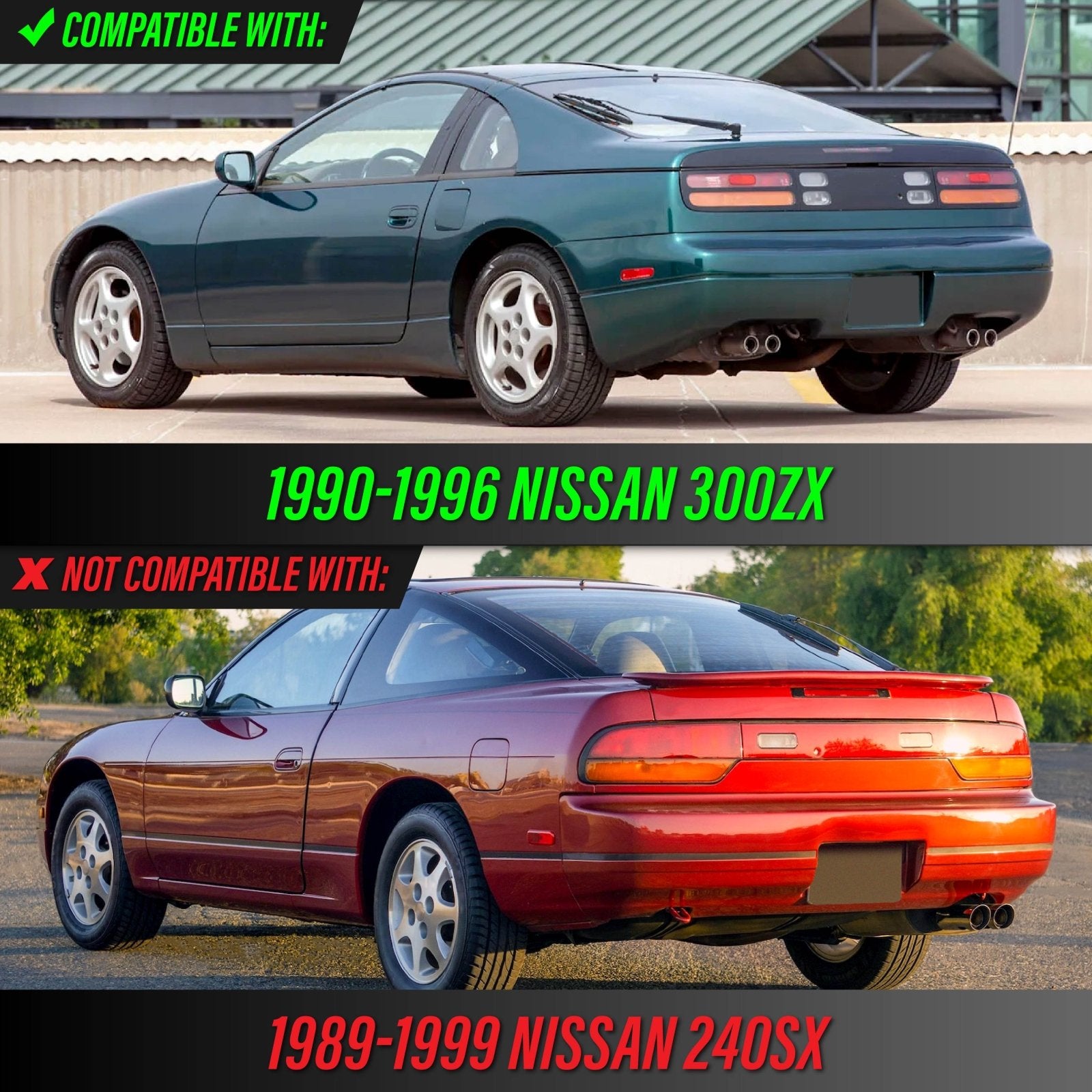 1990-1996 Nissan 300ZX Z32 Rear Crystal Clear or Smoke Bumper Side