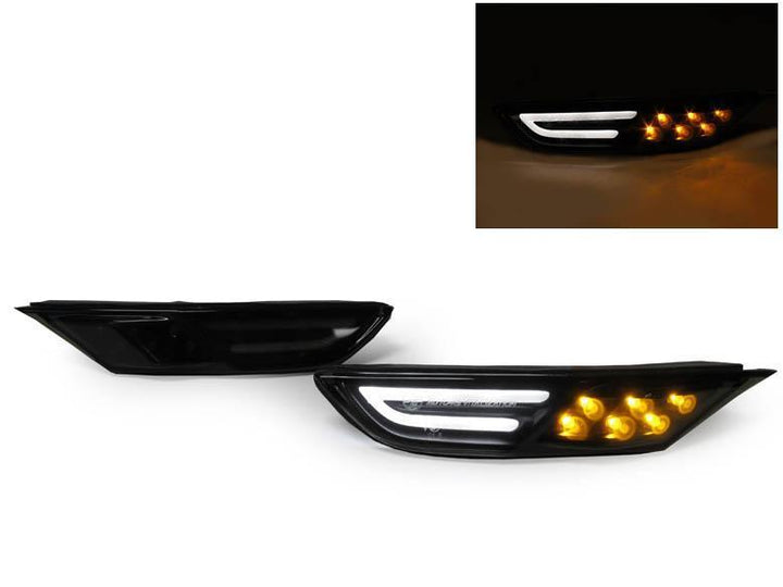 2009 - 2019 Nissan GTR / GTR R35 Amber/White LED Light Bar Clear or Smoke Front Bumper Side Marker Light