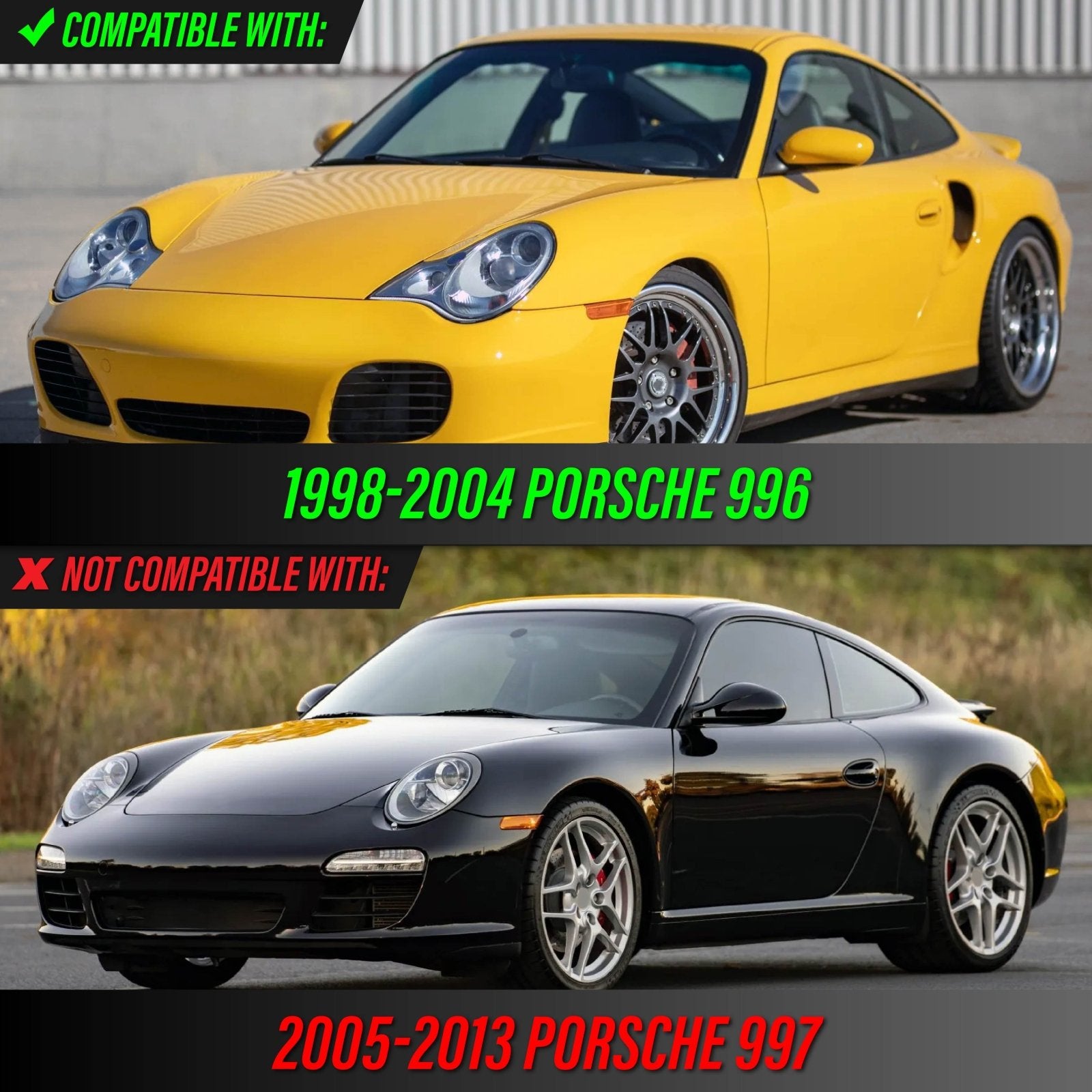 1998-2004 Porsche 911 Carrera 996 LED Clear or Smoke Front Bumper