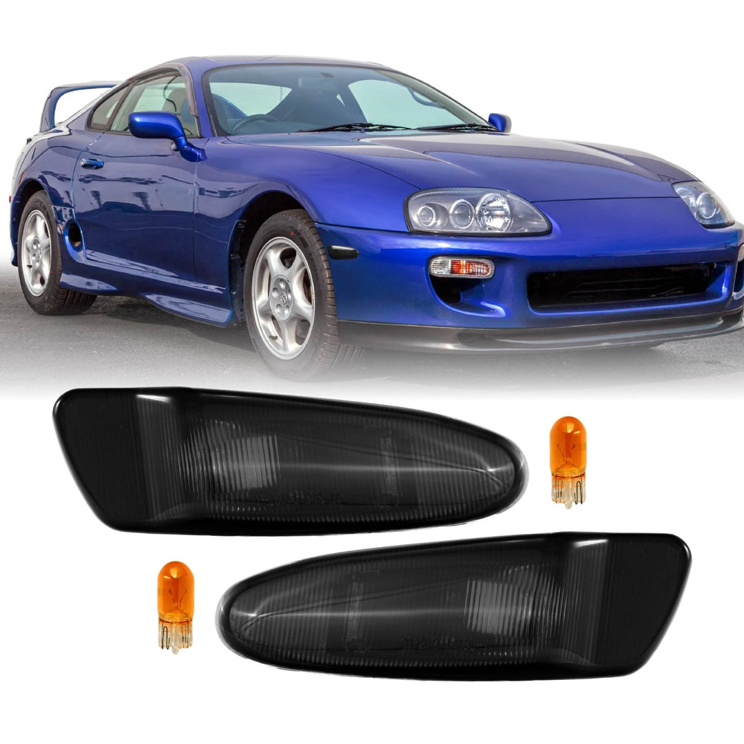 1997-1998 Toyota Supra Mk.4 IV Smoke Lens Front Bumper Side Marker Lights