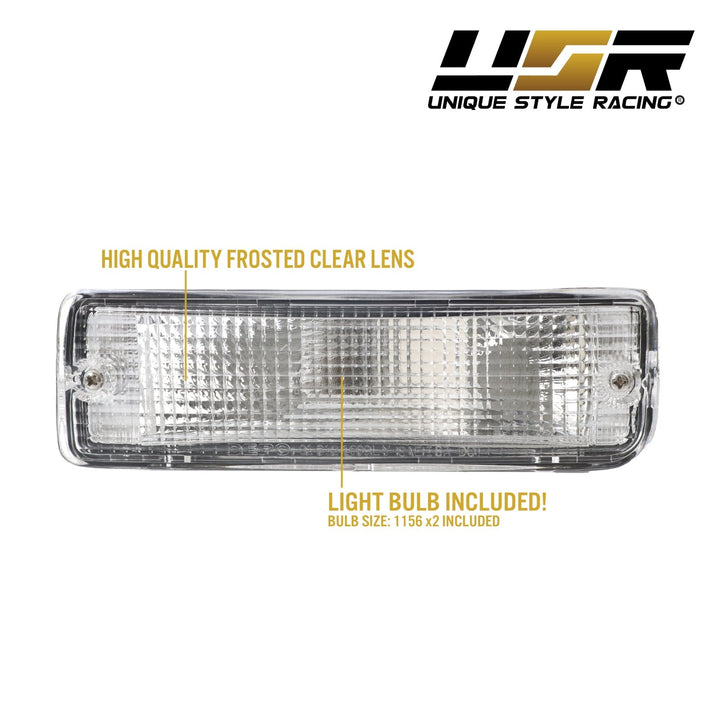 1990 - 1991 Toyota 4Runner / 1989 - 1995 Toyota Pickup Front All Clear Lens Bumper Turn Signal Lights