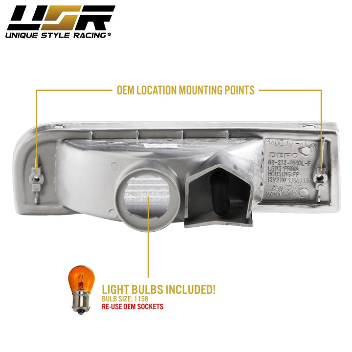 1992 - 1995 Toyota 4Runner All Clear Lens Front Bumper Signal Lights