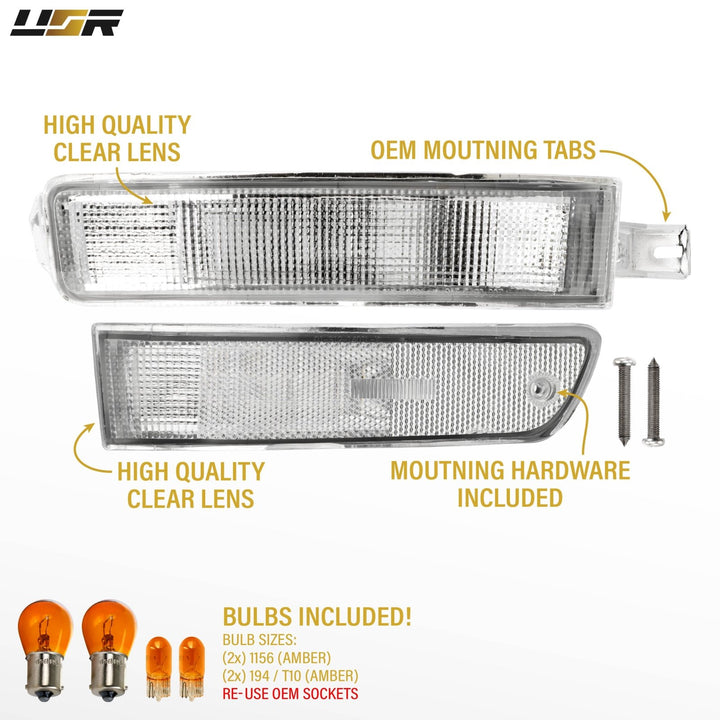 1992 - 1994 Toyota Camry All Clear Lens 4PC Bumper Turn Signal Lights