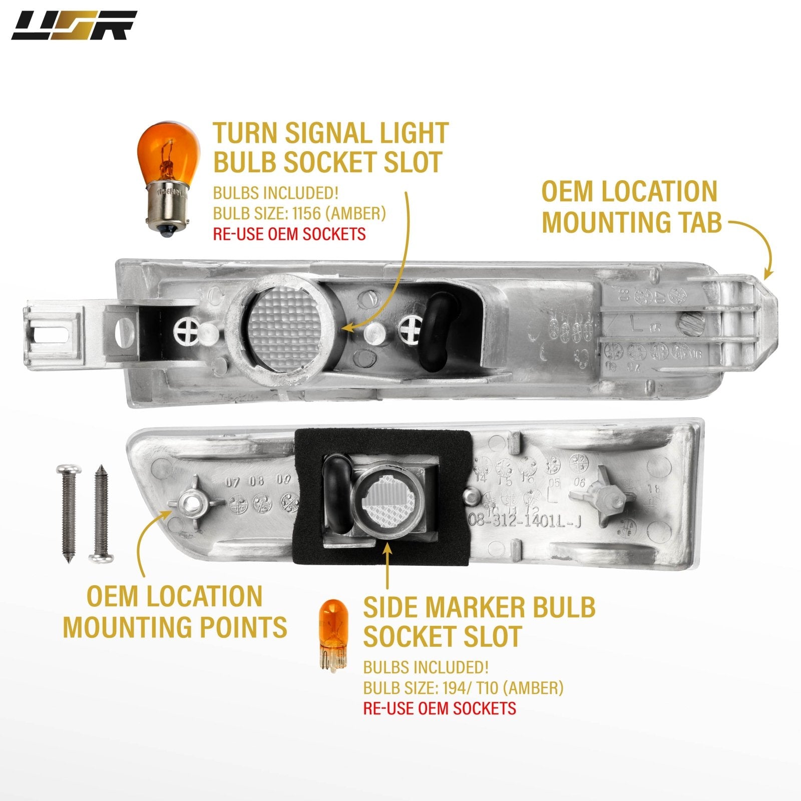 1992-1994 Toyota Camry All Clear Lens 4PC Bumper Turn Signal