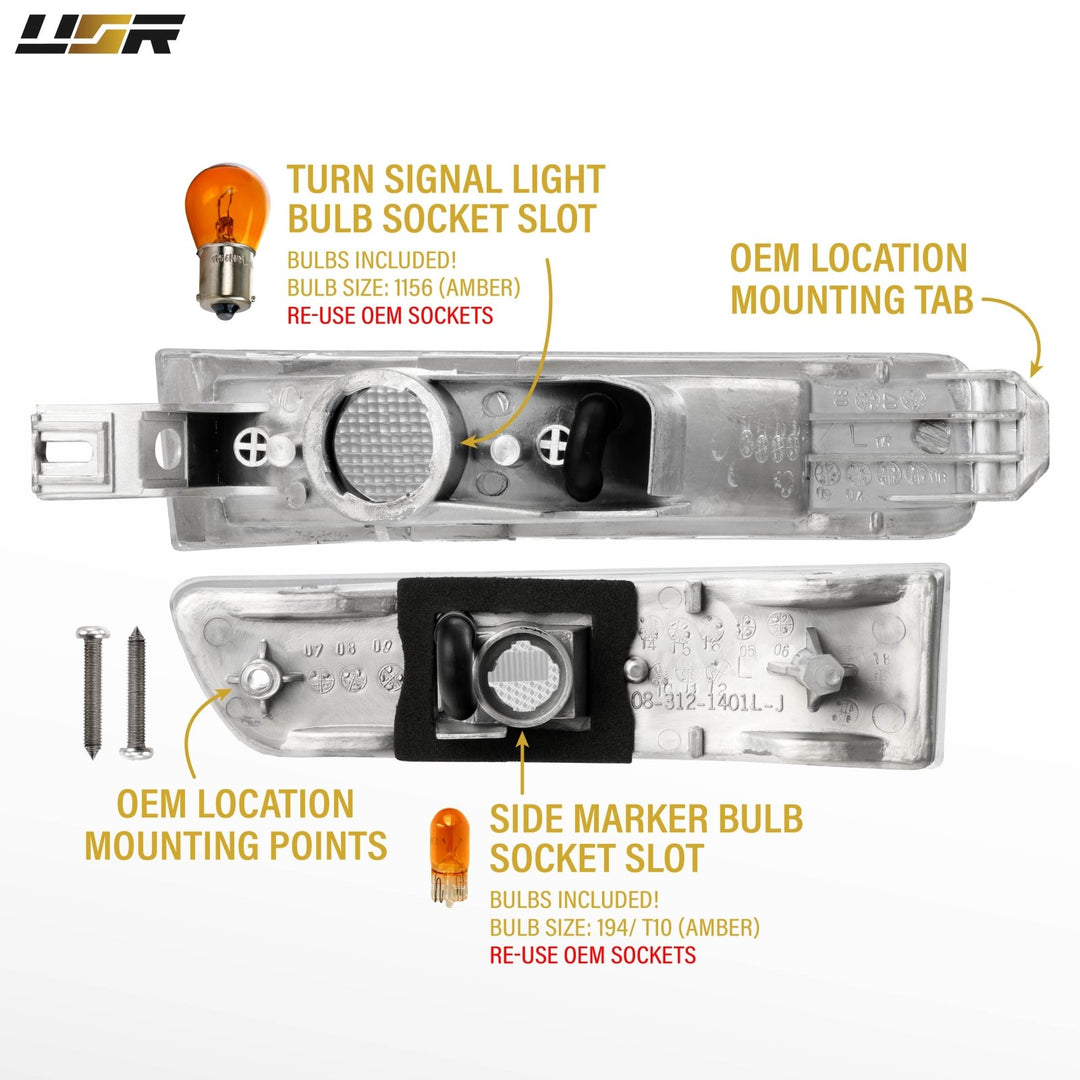 1992 - 1994 Toyota Camry All Clear Lens 4PC Bumper Turn Signal Lights