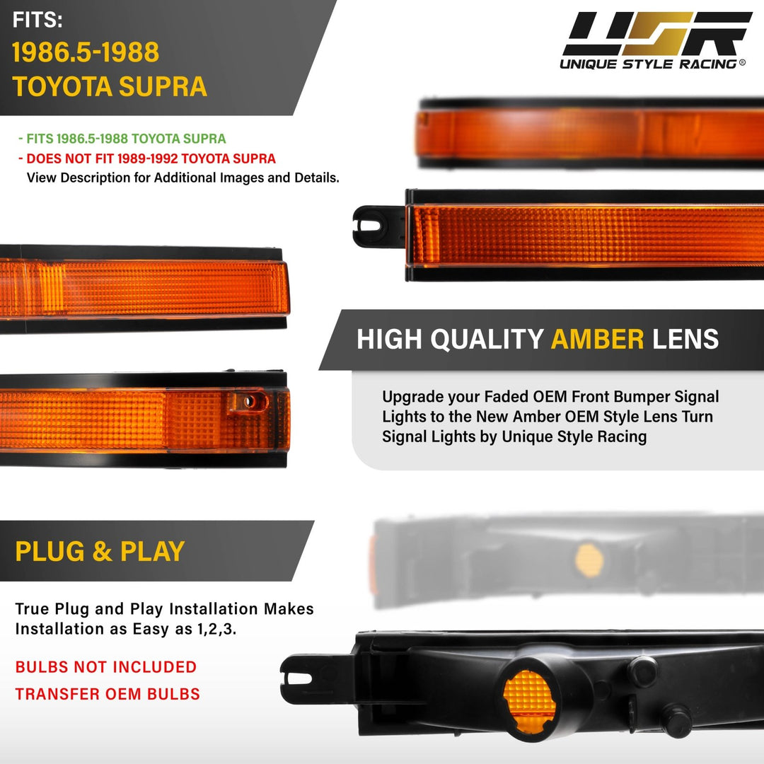 1986 1987 1988 Toyota Supra OE Frosted Amber Clear or Smoked Lens Bumper Lights

#lens-color_amber-lens