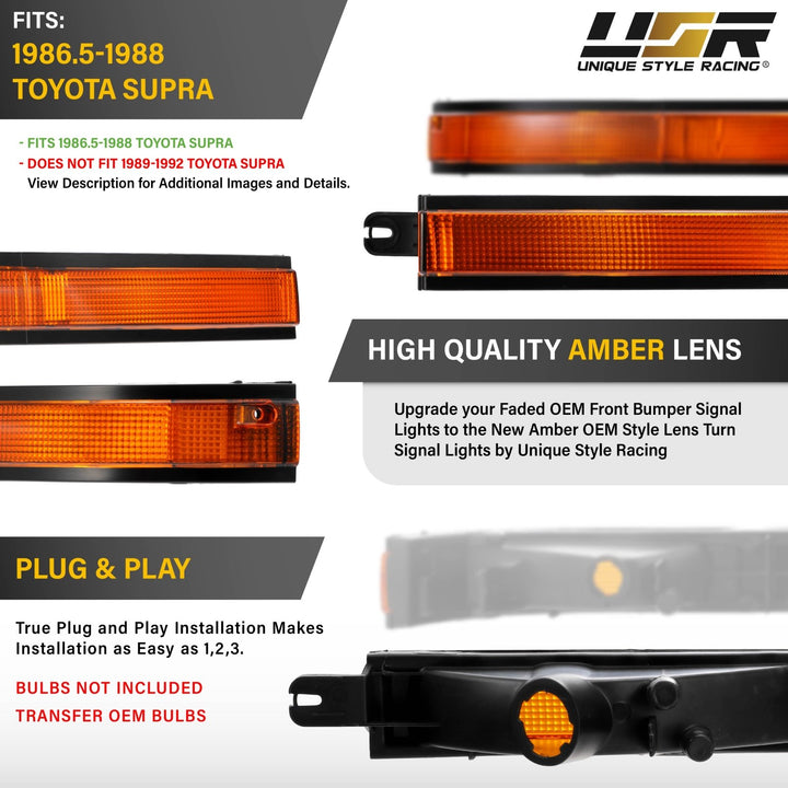1986 1987 1988 Toyota Supra OE Frosted Amber Clear or Smoked Lens Bumper Lights

#lens-color_amber-lens