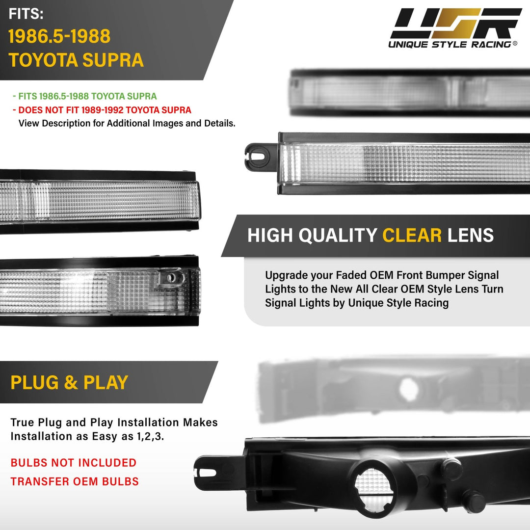 1986 1987 1988 Toyota Supra OE Frosted Amber Clear or Smoked Lens Bumper Lights

#lens-color_clear-lens