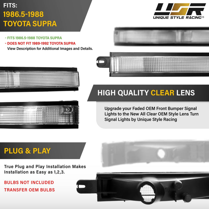 1986 1987 1988 Toyota Supra OE Frosted Amber Clear or Smoked Lens Bumper Lights

#lens-color_clear-lens