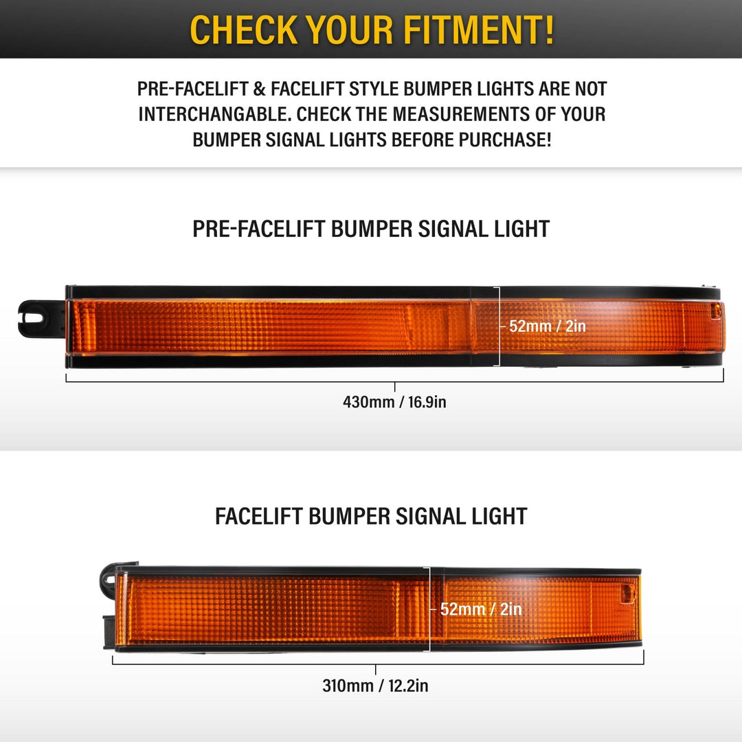 1989 1990 1991 1992 Toyota Supra OE Frosted Amber, Clear or Smoked Lens Bumper Lights

#lens-color_euro-style