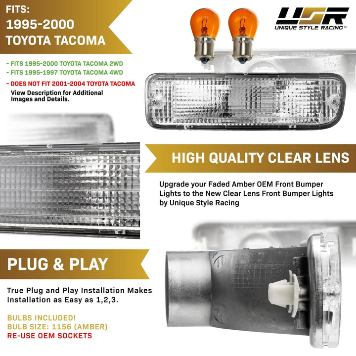1995 - 1997 Toyota Tacoma Clear Bumper Signal Lights