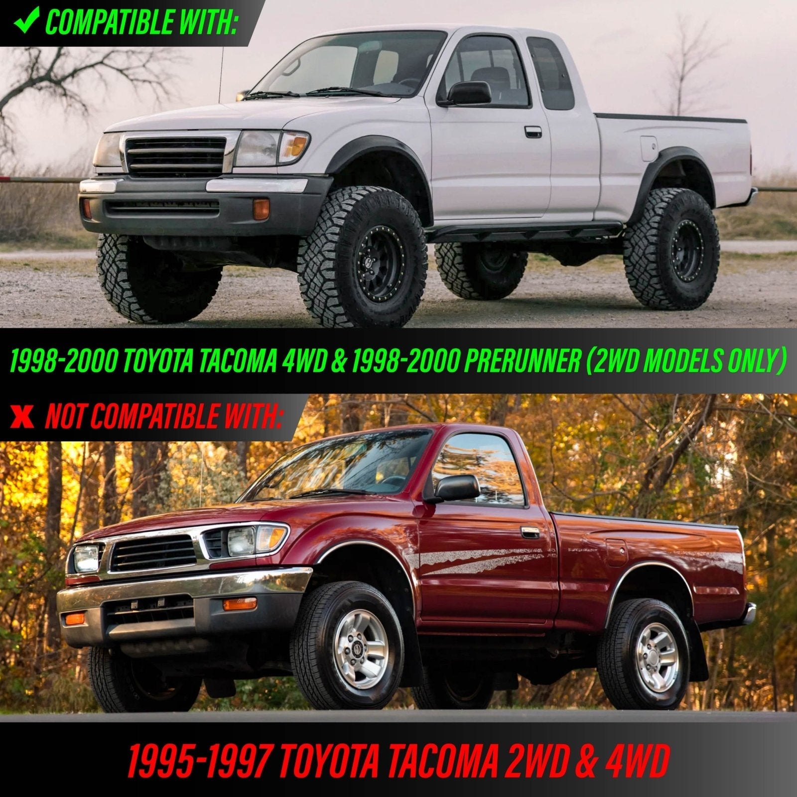 Pair Of Front Side Marker Lights For 1998-2000 Toyota Tacoma 2WD Prerunner & 4WD