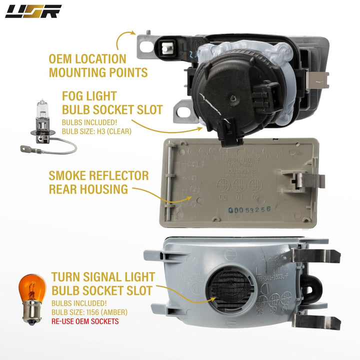 1993 - 1999 Volkswagen Jetta / Golf / GTI Mk.3 Smoke Lens Projector Fog Lights