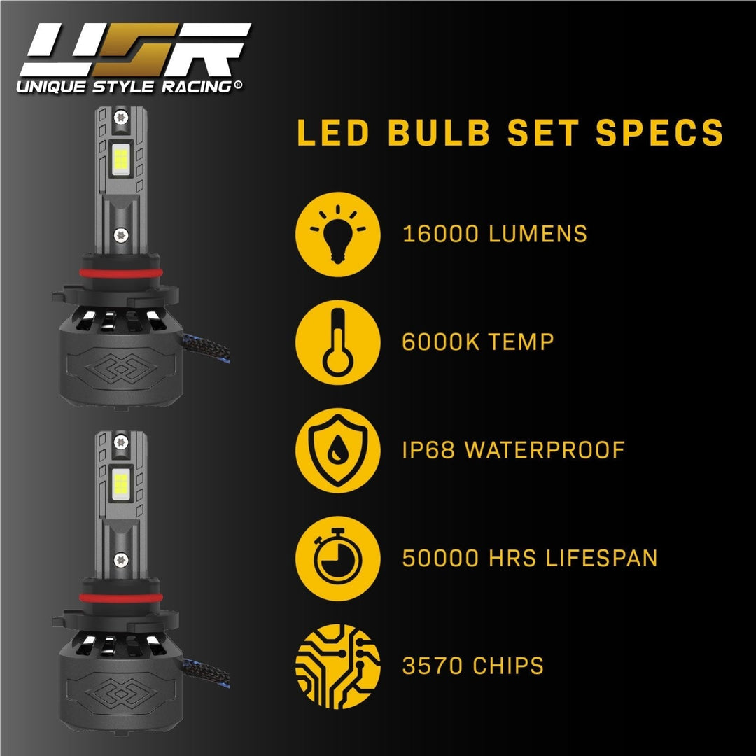 White LED 6000K Headlight 9006 Bulbs Set