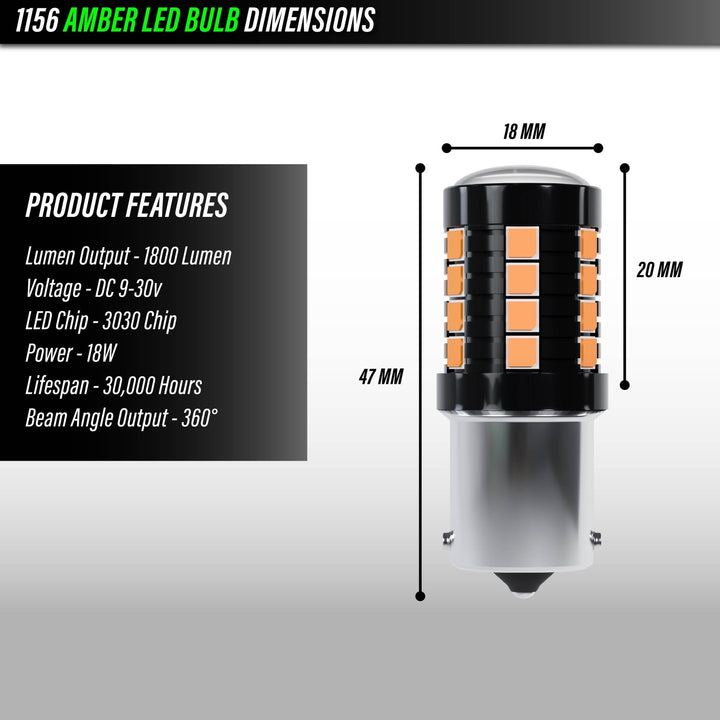Ultra Bright Canbus LED Bulbs - 1156 Amber Turn Signal, 921 / T15 White Reverse Backup & 194 / T10 White License Plate Bulb Set