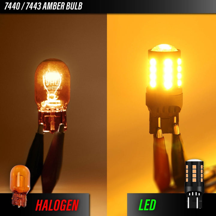 Ultra Bright Canbus LED Bulbs - 7440 / 7443 Amber Turn Signal, 921 / T15 White Reverse Backup & 194 / T10 White License Plate Bulb Set
