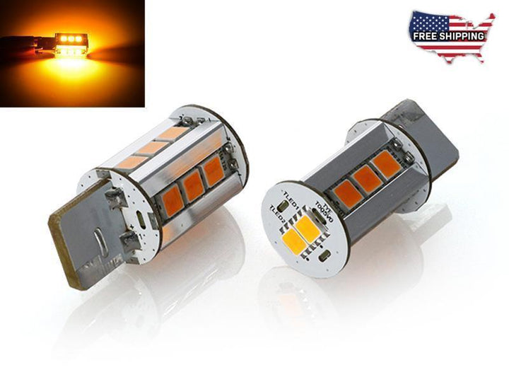 Brightest 2000 Lumen Canbus Error Free Amber LED x2 Headlight or Tail Light Turn Signal Light Bulbs Size T20 7440