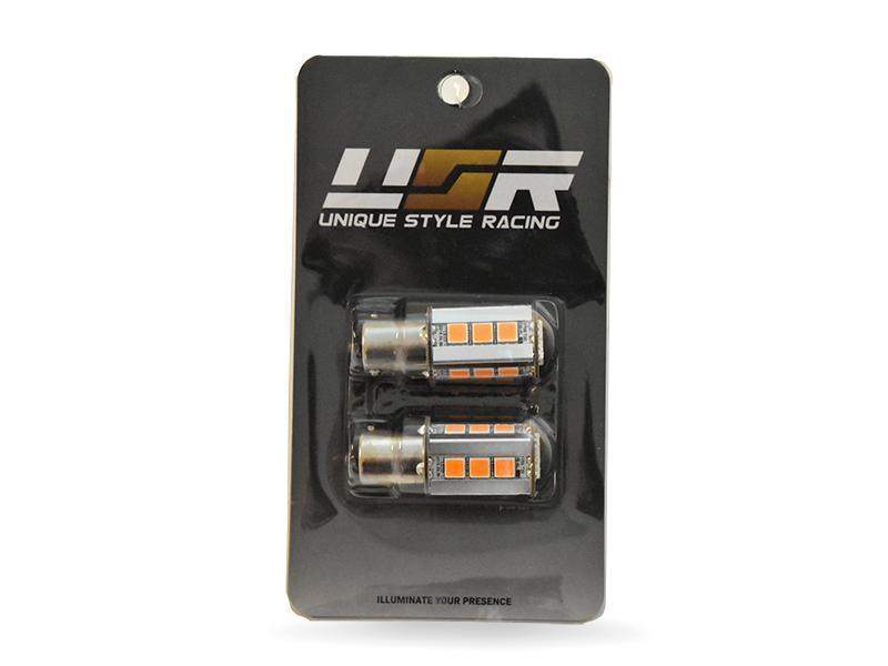 Brightest 2000 Lumen Canbus Error Free Amber LED x2 Headlight OR Rear Tail Light Turn Signal Light Bulbs Size PY21W 7507 S25 BAU15S