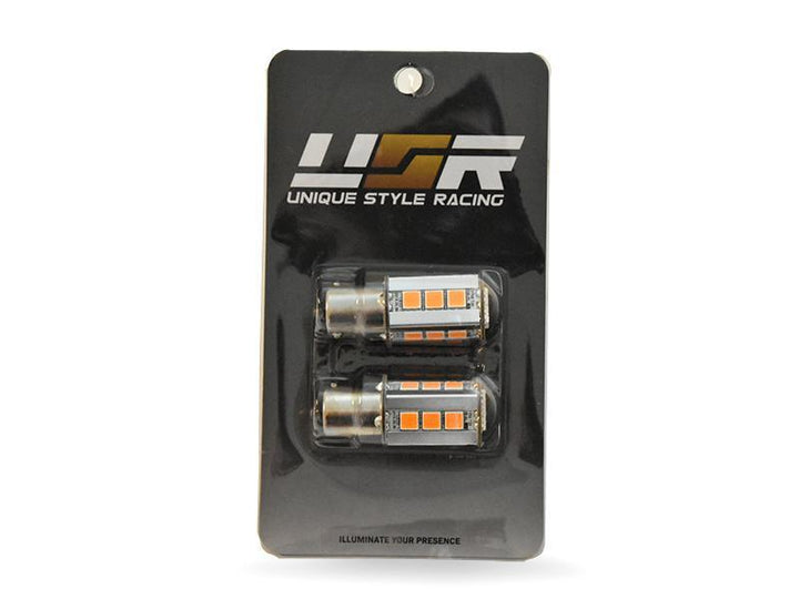 Brightest 2000 Lumen Canbus Error Free Amber LED x2 Headlight OR Rear Tail Light Turn Signal Light Bulbs Size PY21W 7507 S25 BAU15S