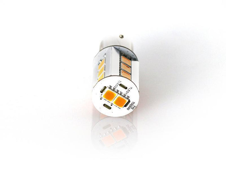 Brightest 2000 Lumen Canbus Error Free Amber LED x2 Headlight OR Rear Tail Light Turn Signal Light Bulbs Size PY21W 7507 S25 BAU15S