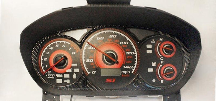 2002 - 2005 Honda Civic Si Real Black Carbon Fiber Gauge Bezel For Instrument Cluster