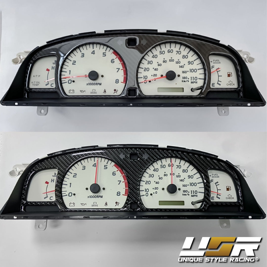 2001-2004 Toyota Tacoma Black Carbon Fiber Gauge Bezel For Instrument Cluster