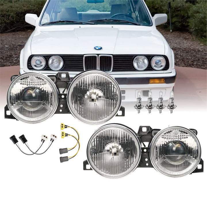 1984-1991 BMW E30 3 Series Euro Smiley Projector Glass Lens Headlights - Made by DEPO