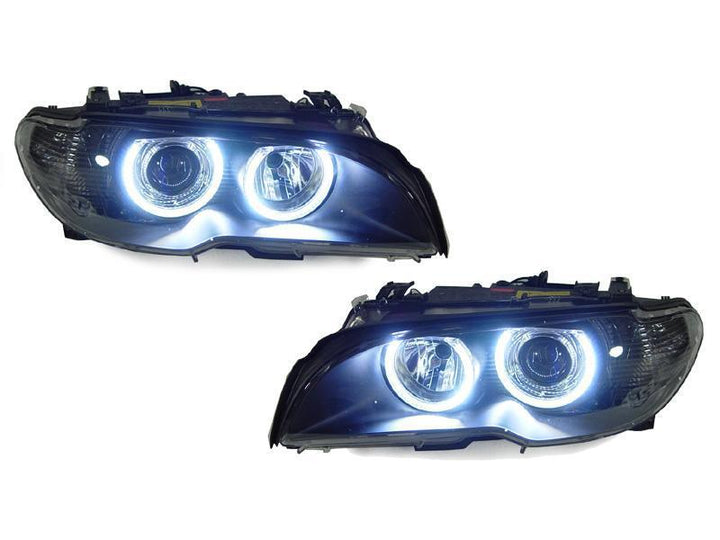 2004-2006 BMW 3 Series E46 Facelift 2D Coupe / Cabrio UHP LED Angel Eyes Halo Projector Headlight - Made by DEPO