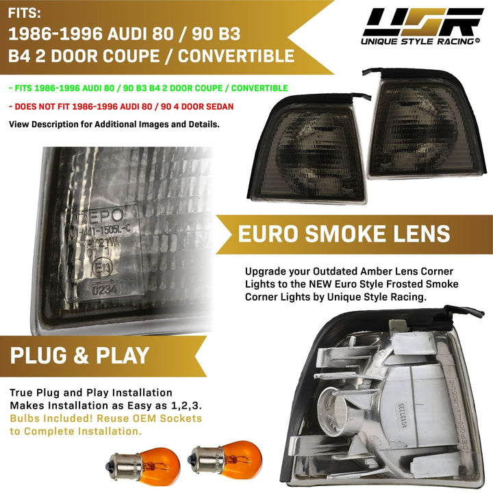 1989-1991 Audi 80 / 90 / B3 / B4 Smoke Lens Front Corner Signal Light