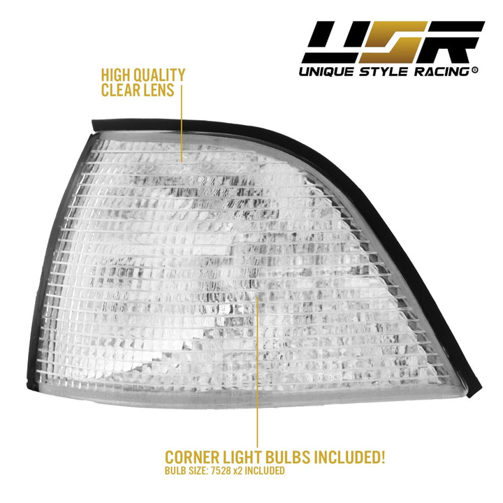 1992-1999 BMW E36 3 Series 3D / 4D Sedan Euro Clear or Smoke Lens Corner Lights

#lens-color_clear-lens