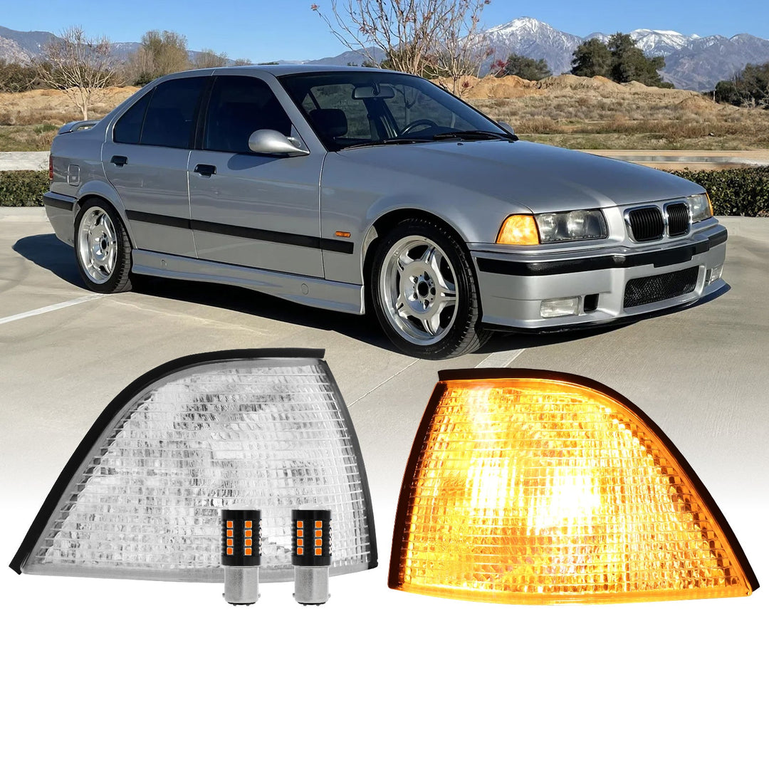 1992-1999 BMW E36 3 Series 3D / 4D Sedan Euro Clear or Smoke Lens Corner Lights

#lens-color_clear-lens-with-led-bulbs