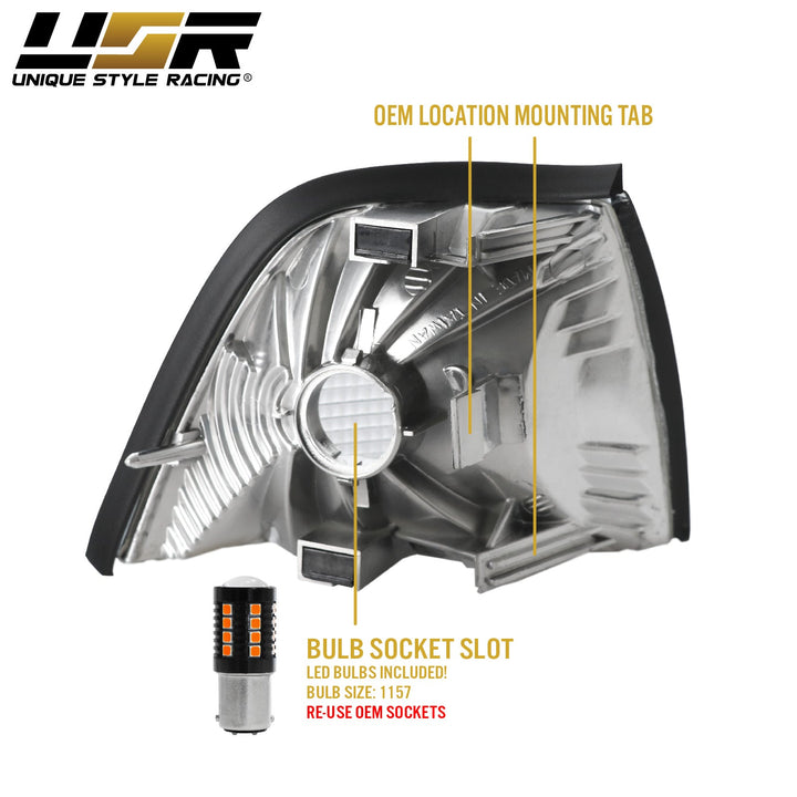 1992-1999 BMW E36 3 Series 3D / 4D Sedan Euro Clear or Smoke Lens Corner Lights

#lens-color_smoke-lens-with-led-bulbs