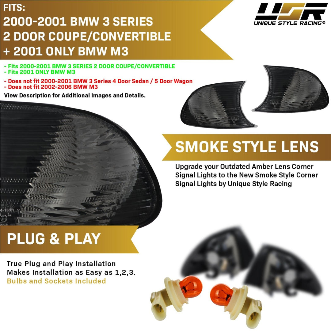 2000 - 2001 BMW 3 Series E46 2D / Cabrio ClipOn Clear or Smoke Corner Signal Light