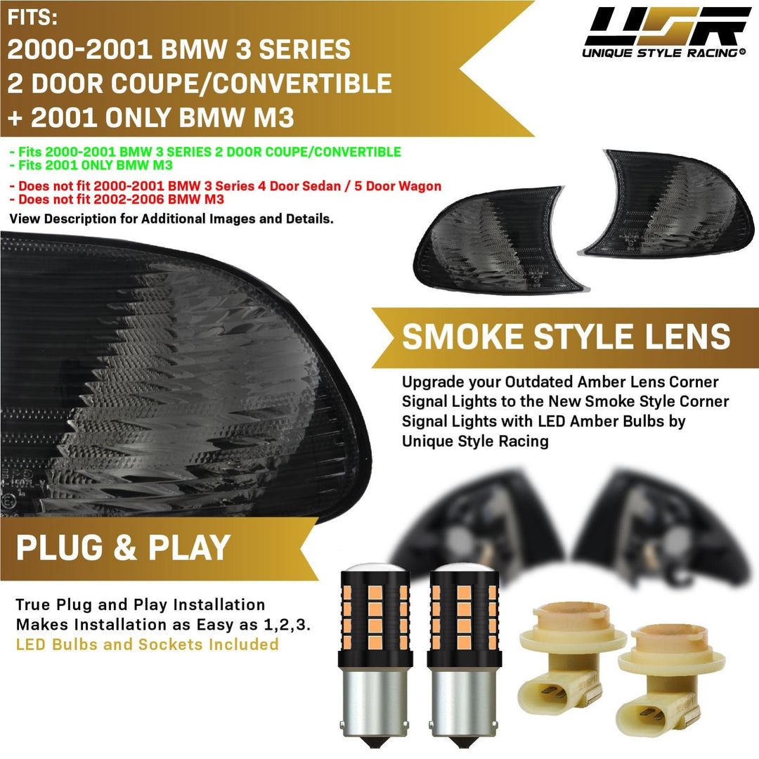 2000 - 2001 BMW 3 Series E46 2D / Cabrio ClipOn Clear or Smoke Corner Signal Light