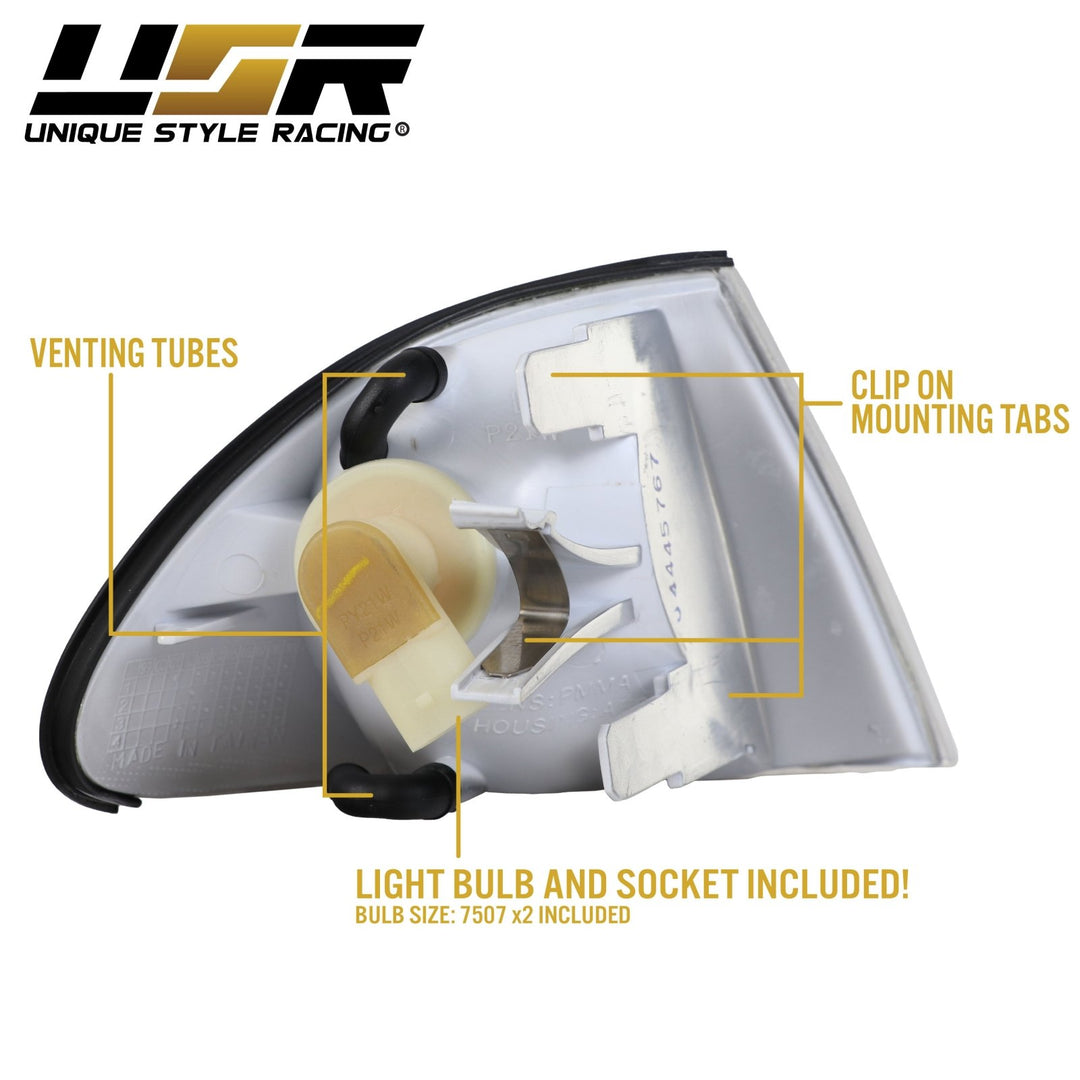 1992 - 2001 BMW 3 Series E46 E 46 4D Sedan & 5D Wagon Clear OR Smoke Lens Front Corner Signal Light

#lens-color_clear-lens