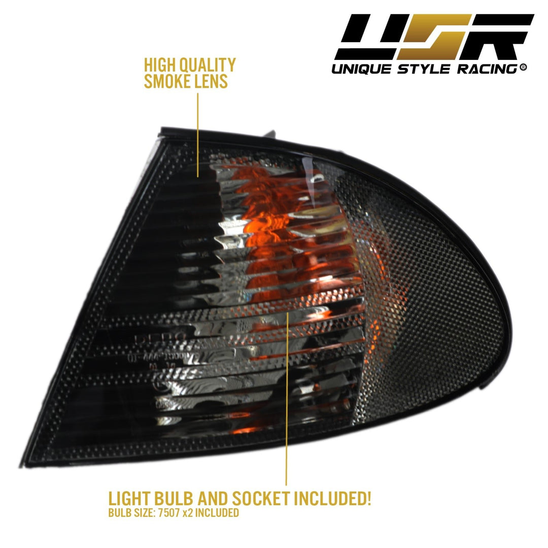 1992 - 2001 BMW 3 Series E46 E 46 4D Sedan & 5D Wagon Clear OR Smoke Lens Front Corner Signal Light

#lens-color_smoke-lens