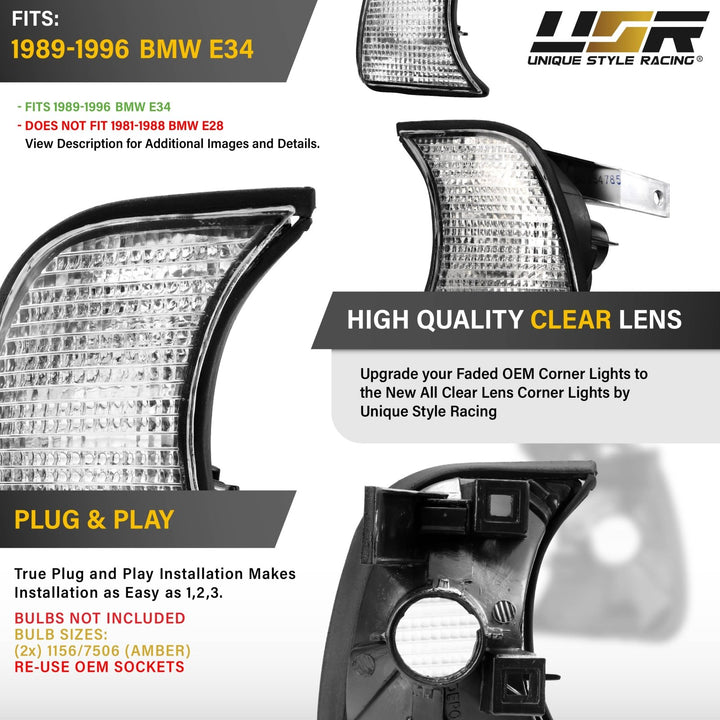 1989 - 1996 BMW E34 5 Series All Clear Lens Corner Signal Light