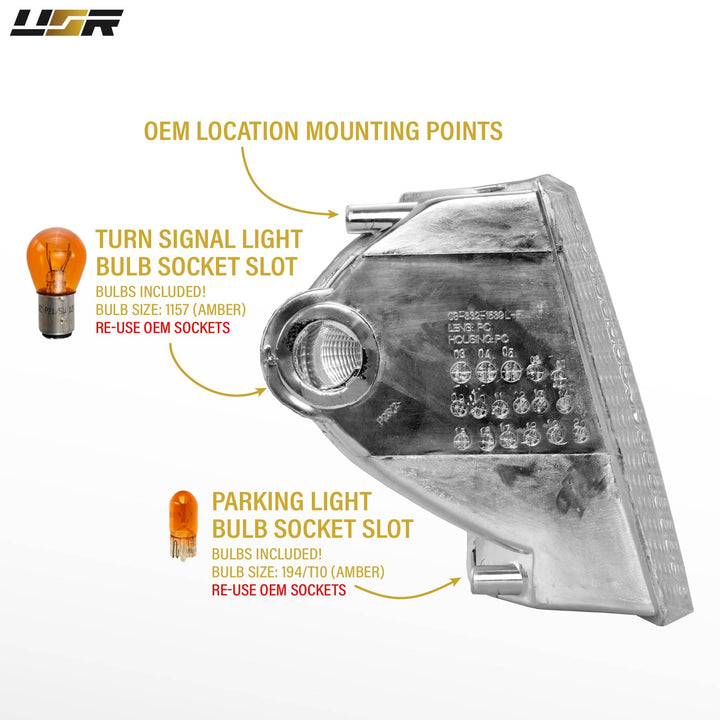 1985 - 1994 Chevrolet Astro & GMC Safari Van Euro Clear Lens Corner Signal Lights